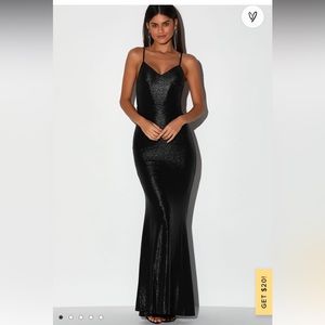 Lulu's Came to Stun Black Shiny Mermaid Dress